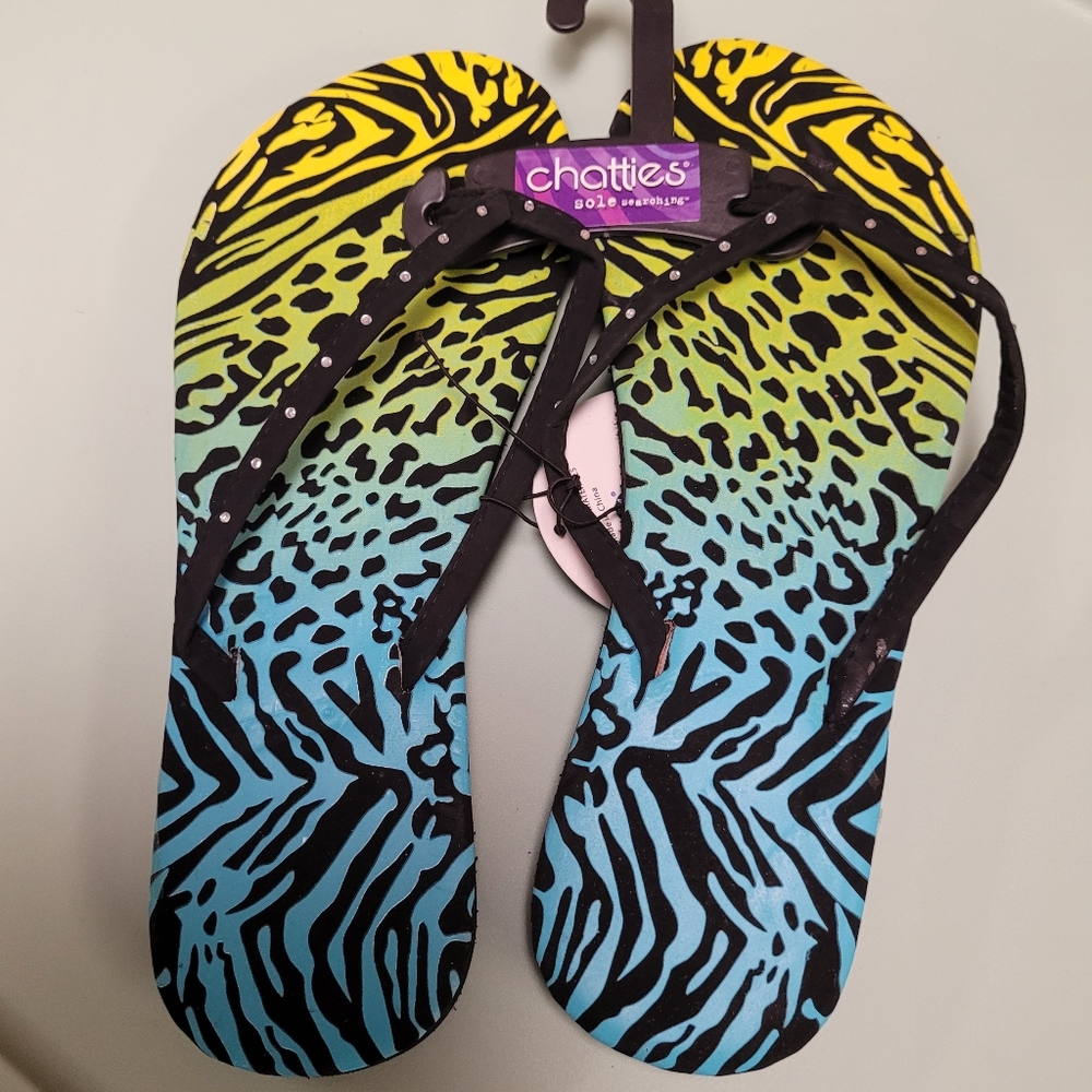 Chatties Multicolor Animal Print Flip Flops